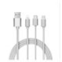 Câble 3 en 1 Pour IPAD Air Android, Apple & Type C Adaptateur Micro USB Lightning 1,5m Metal Nylon -
