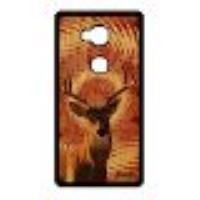 Coque Bois Pour Honor 5x Silicone Cerf Animal Gibier Brame Mandala Design Foret Case Noir Smartphone