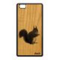 Coque P8 Lite 2015 Bois Silicone Ecureuil Animaux Portable Telephone Mobile Animal Nature Mignon Gri