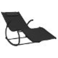 Transat Chaise Longue Bain De Soleil Lit De Jardin Terrasse Meuble D'extérieur À Bascule Noir Acier 
