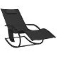 Transat Chaise Longue Bain De Soleil Lit De Jardin Terrasse Meuble D'extérieur À Bascule Noir Acier 