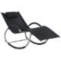 Transat Chaise Longue Bain De Soleil Lit De Jardin Terrasse Meuble D'extérieur Avec Oreiller Noir Te