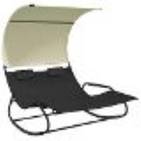 Transat Chaise Longue Bain De Soleil Lit De Jardin Terrasse Meuble D'extérieur Double À Bascule Avec