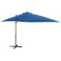 Parasol Meuble De Jardin Déporté Avec Mât Et Lumières Led 250 Cm Bleu Azur Helloshop26 02_0008518