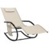Transat Chaise Longue Bain De Soleil Lit De Jardin Terrasse Meuble D'extérieur 147 Cm À Bascule Acie