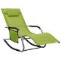 Transat Chaise Longue Bain De Soleil Lit De Jardin Terrasse Meuble D'extérieur Textilène Vert Et Gri