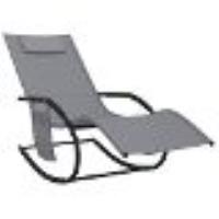 Transat Chaise Longue Bain De Soleil Lit De Jardin Terrasse Meuble D'extérieur 147 Cm À Bascule Gris