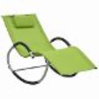 Transat Chaise Longue Bain De Soleil Lit De Jardin Terrasse Meuble D'extérieur Avec Oreiller Vert Te