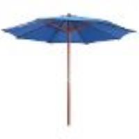 Parasol Mobilier De Jardin Avec Mât En Bois 300 X 258 Cm Bleu Helloshop26 02_0008117