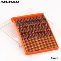 Xichao - Ensemble Lot de 10 Foret à Métaux Hélicoïdaux Cobalt 8 mm, pour Acier/Aluminium/Fonte/Cuivr