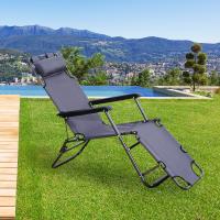 Chaise longue pliable bain de soleil transat de relaxation dossier inclinable avec repose-pied polye