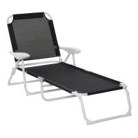 Bain de soleil pliable - transat inclinable 4 positions - chaise longue grand confort avec accoudoir