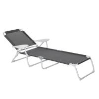 Bain de soleil pliable - transat inclinable 4 positions - chaise longue grand confort avec accoudoir