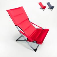 Transat chaise de plage pour jardin pliant mer plage Canapone, Couleur: Rouge