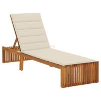 Transat chaise longue bain de soleil lit de jardin terrasse meuble d'extérieur avec coussin bois d'a