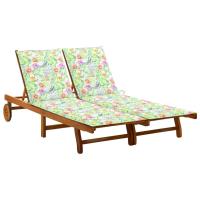 Transat chaise longue bain de soleil lit de jardin terrasse meuble d'extérieur 2 places avec coussin