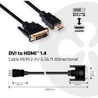 club3D DVI Câble de raccordement [1x DVI-D mâle 1x HDMI mâle] 2 m noir