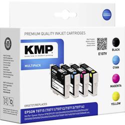 KMP Encre remplace Epson T0711, T0712, T0713, T0714 compatible pack bundle noir, cyan, magenta, jaune E107V 16