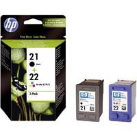 HP Cartouche dencre 21, 22 dorigine pack bundle noir, cyan, magenta, jaune SD367AE Pack de cartouches