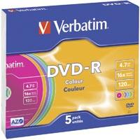 DVD-R Verbatim 43557 5 pc(s) 4.7 Go 120 min couleur