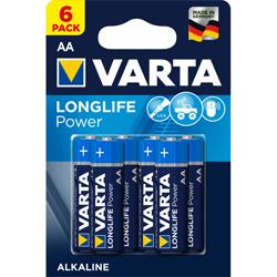 Lot de 6 piles alcaline VARTA Longlife Power AA/LR06