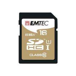 Cartes mémoire EMTEC SDHC 16GB Class10 Gold +