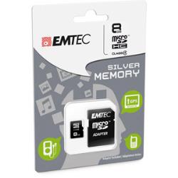 Cartes mémoire EMTEC microSDHC 8GB Class4 Silver
