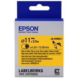 Conso imprimantes - EPSON - LK-6YBA11 - Noir sur jaune / 11mm