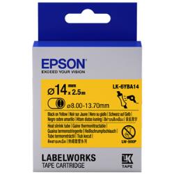 Conso imprimantes - EPSON - LK-6YBA14 - Noir sur jaune / 14mm