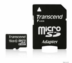 Carte Micro SD Transcend 16Go microSDHC + adaptateur