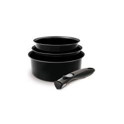 BACKEN EASYCOOK Set de 3 casseroles + poignée Ø 16-18-20 cm Noir