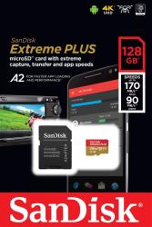 Carte Mémoire microSDXC SanDisk Extreme PLUS A2 128 Go + Adaptateur microSD, microSDHC, microSDXC