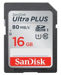 Carte Mémoire Sandisk ultra PLUS SDHC 16Go 80Mo/seconde UHS-I