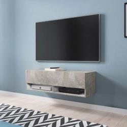 Meuble TV / Meuble de salon - WANDER - 100 cm - sans LED - béton - 2 niches ouvertes - forme minimaliste - Sel