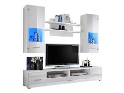 Meuble TV mural Magnetic Blanc brillant et Blanc mat 200cm - Dusine