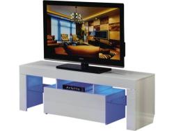 meuble tv led borda - 130 x 34 x 45 cm - blanc laq - Habitat et Jardin