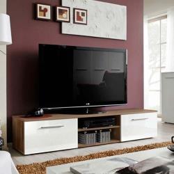 Meuble tv design bono ii 180cm prunier & blanc - Paris Prix