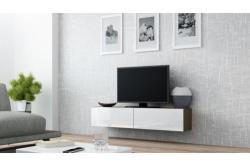 Meuble tv design suspendu Vito 140cm - taupe et blanc - Chloedesign