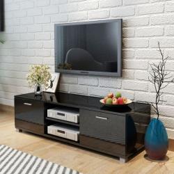 Meuble tv à haute brillance noir 140 x 40,3 x 34,7 cm