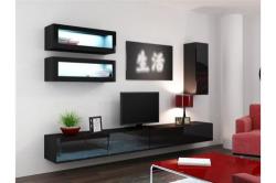 Meuble tv design suspendu BINO - noir - Chloedesign