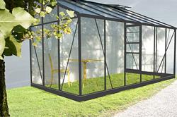 serre jardin verre trempé solarium 7.22m² noir avec base - CHALET & JARDIN
