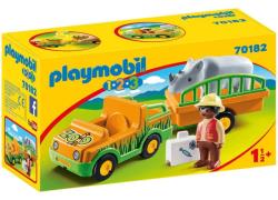 Playmobil 1.2.3 - Vétérinaire avec véhicule et rhinocéros - 70182