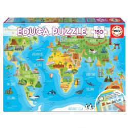 Puzzle 150 pièces - Mappemonde Monuments - Educa
