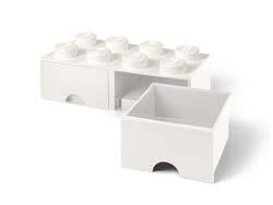 Brique blanche de rangement LEGO à tiroir 8 tenons