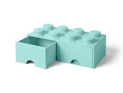 Brique bleu clair aqua de rangement LEGO à tiroir et à 8 tenons