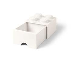 Brique blanche de rangement LEGO à tiroir 4 tenons