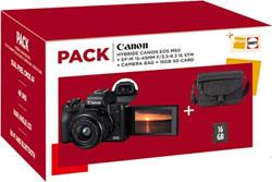 Appareil photo hybride Canon EOS M50 BK+EF-M 15-45+Carte SD 16GB+SAC CB-SB130 PACK