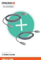 Câble micro USB Adeqwat x2 cables Micro USB 1m20 + 2m Anthracite