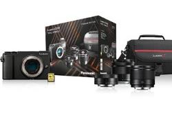 Appareil photo hybride Panasonic Lumix GX9 Noir + 12-32mm f/3.5-5.6 + 35-100mm f/4-5.6 + 25mm f/1.7 + SD16Go + Fourre-tout