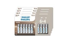 Piles Philips LOT DE 40 PILES AA (4 PACKS DE 6+4)